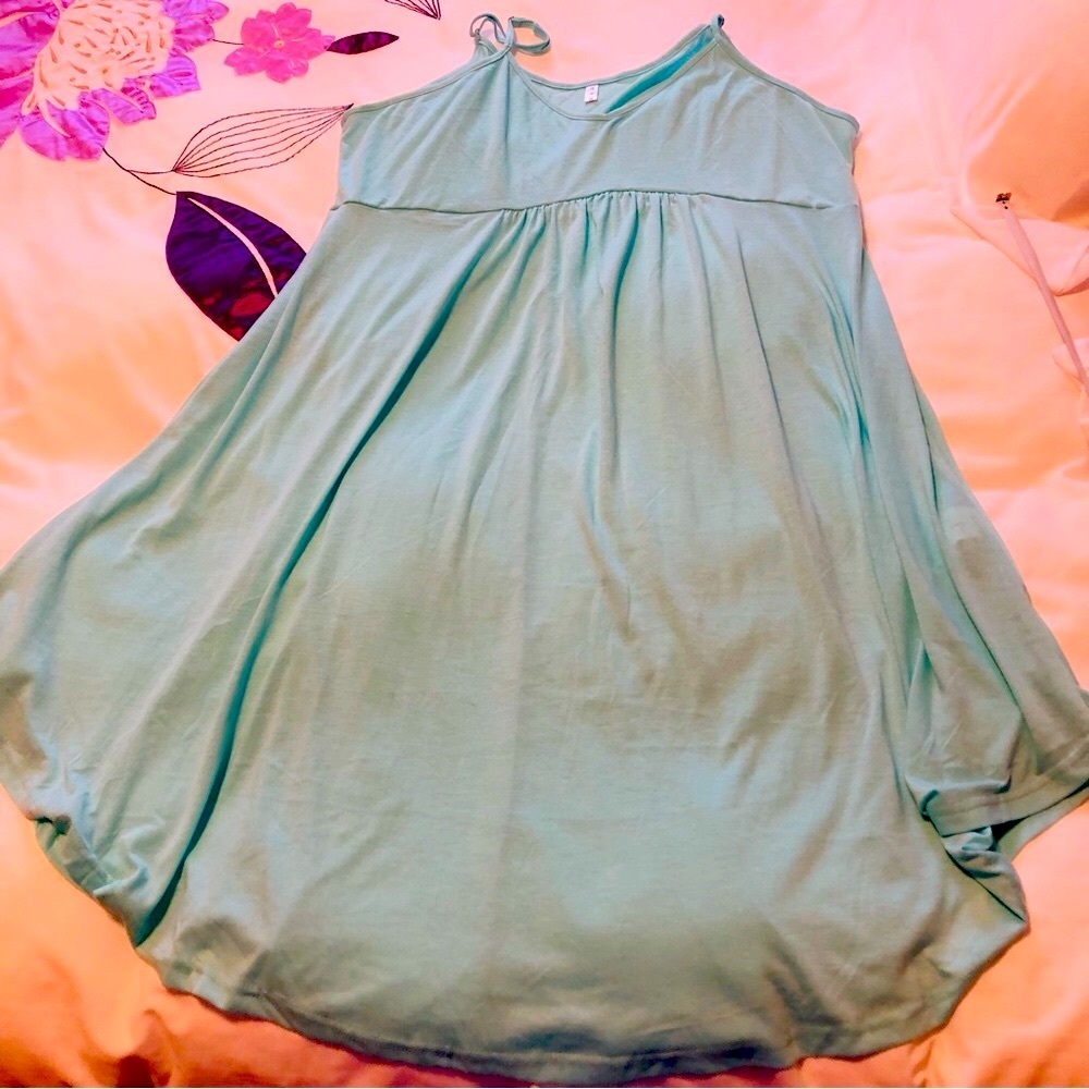 Rosegal Plus Size 3X(fits1X) 2 piece, Mint Dress Peach Lace Tie Crop, Maternity - Picture 3 of 16